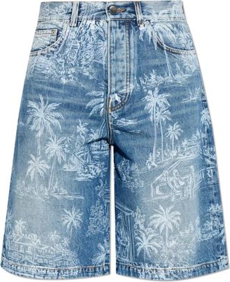 Amiri Chateau Palms Denim Short - Heren - Denim shorts - Blauw - W30 - Denim - Korte Broeken
