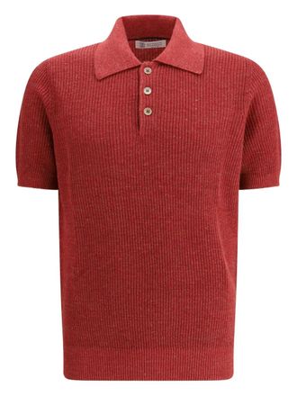 Brunello Cucinelli short-sleeve knitted polo shirt - Red