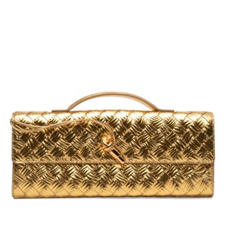 Bottega Veneta Metallic Leather Intrecciato Andiamo Clutch