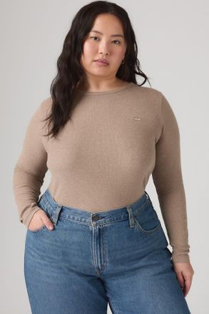 Levi's Hayes Long Sleeve Tee (Plus Size) - Mujer - 1X - Marr&oacute;n / Taupe Gray Heather