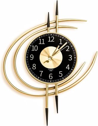 OEM Reloj De Pared Grande, Moderno Y Silencioso, Enorme Reloj De Pared De 54 Cm Sin Tictac, Dorado/metal, F&aacute;cil De Instalar Sin Taladrar: Decoraci&oacute;n De Pa