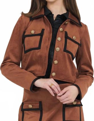 Stellah Vegan Suede Jacket In Cognac