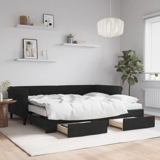vidaXL Vidaxl - Sof&aacute; Cama Nido Con Cajones Terciopelo Negro 90x200 Cm