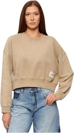 Pinko Pinko, Hoodies & sweatvesten, Dames, Beige, S, Katoen, Lavacourt Sweatshirt