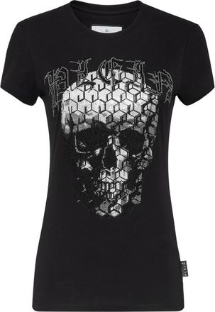 Philipp Plein T-Shirt Ronde Hals Skull AND Plein - Dames - T-shirts - Zwart - S - Katoen - Tops