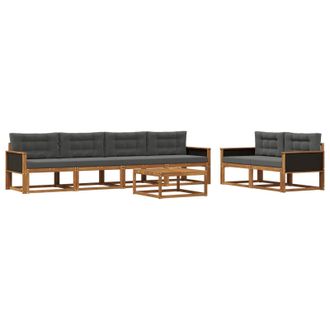 vidaXL Conjunto De Sof&aacute;s De Exterior 7 Pcs Natural Y Antracita Vidaxl