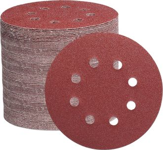 OEM Disque De Pon&ccedil;age - 125 Mm - 8 Orifices - Granulom&eacute;tries 40 60 80 150 240 320 600 - Pour Ponceuse Excentrique Bois M&eacute;tal Plastique Cuir - Lot De 105 P