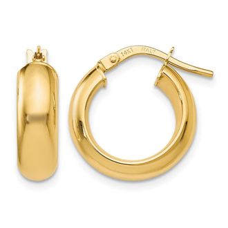 Diamond2Deal 14K Yellow Gold Polished Huggie Hoop Earrings