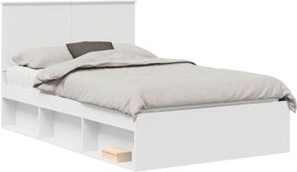 vidaXL Bed Frame with Headboard White 120 x 200 cm Solid Pine Wood vidaXL