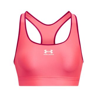 Under Armour Womens HeatGear Mid Padless Sports Bra Pink M