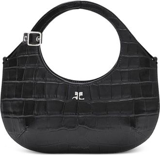 Courr&egrave;ges mini Holy crocodile-effect tote bag - unisex - Calf Leather - OS - Black
