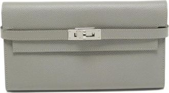 Herm&egrave;s Clutch Kelly To Go con finitura in rilievo - Grigio