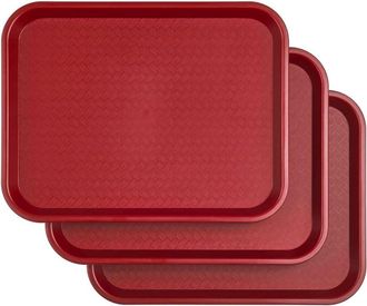 OEM Juego De 3 Bandejas Rectangulares De Pl&aacute;stico Para Servir - Bandejas Para Comida R&aacute;pida/comedor - Bandeja Para Desayuno - Roja