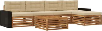 vidaXL Conjunto De Sof&aacute;s De Exterior 6 Uds. Natural Y Beige Poli&eacute;ster Vidaxl