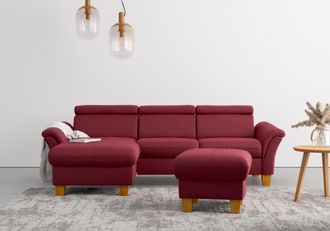 HOME AFFAIRE Ecksofa »Lindgren L-Form« wahlweise mit Bett mit klappbaren Rollen, Kasten und Kopfverstellung