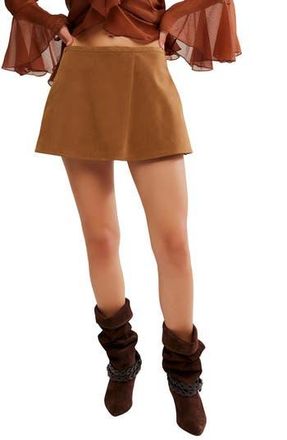 Free People Paradise Found Faux Suede Skort in Caramel Cafe at Nordstrom Rack, Size X-Large