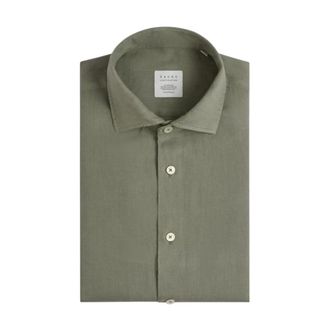 Xacus Linnen overhemd met Franse kraag - Heren - Casual Overhemden - Groen - M - Linnen - Overhemden