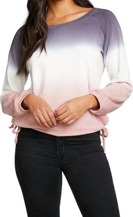 Chaser Slub French Terry Blouson Sleeve Side Tie Raglan Pullover In Sunset Ombre