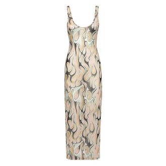 Philipp Plein Tulle Tank Top Lange Jurk Flame - Dames - Casual kleedjes - Veelkleurig - S - Polyester - Kleedjes
