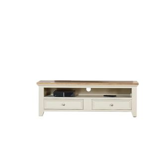 Robin des Bois Mueble de televisor de pino con 2 cajones blanco