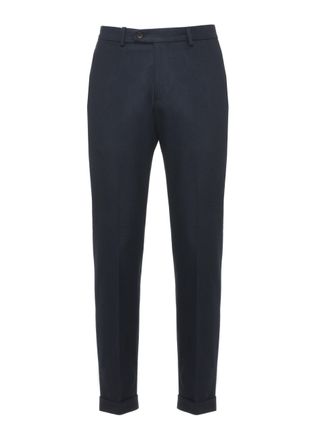 Devore Incipit Blue Tailored Wool Straight-Leg Pants