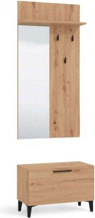 No Brand Mobile ingresso Terni in rovere artigiano con struttura in truciolare bilaminato colore bianco dimensioni 67x35x200 cm