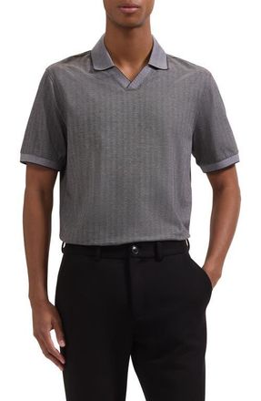 Bugatchi Tipped Johnny Collar Polo in Black at Nordstrom, Size Xx-Large