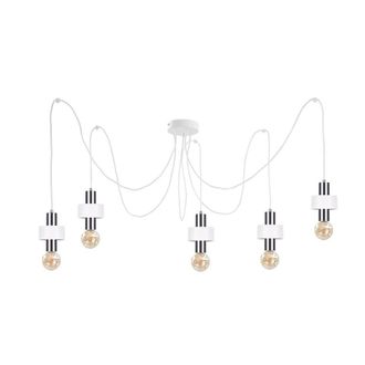Netlighting Unica Cluster Pendant Ceiling Light White Silver 5x E27
