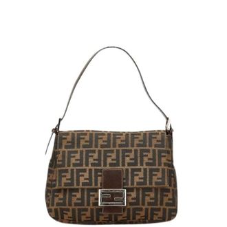 Fendi Pre-owned Shoulder Bags, female, Brown, Size: ONE SIZE Pre-owned Canvas Shoulder Bag