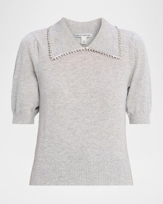 Autumn Cashmere Crystal-Trim Cashmere Sweater