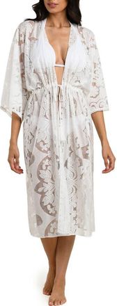 La Blanca Pearl Front Lace Cover-Up in White at Nordstrom, Size Small