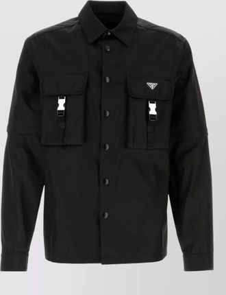 Prada renylon shirt jacket collared adjustable cuffs flap pockets