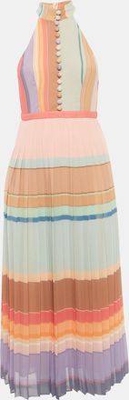Zimmermann Multicolour Striped Picnic Pleated Midi Dress