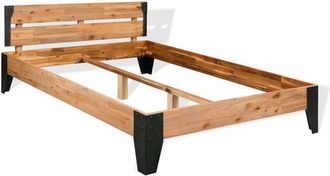 vidaXL Bed Frame without Mattress Solid Acacia Wood Steel 152x203 cm vidaXL