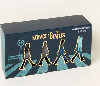 Fat Face FatFace Blue Marl Two Pack Beatles Socks in a Box