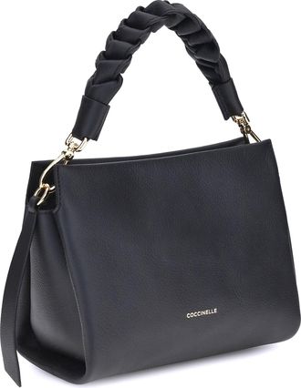 Coccinelle Womens Boheme Handbag Noir-Cognac Calf Leather Bos Taurus Handbags Noir/cognac Hand Bags