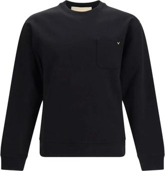 Valentino Hoodies & sweatvesten, Heren, Zwart, 2Xl, Katoen, Cotton Jersey Crewneck Sweatshirt