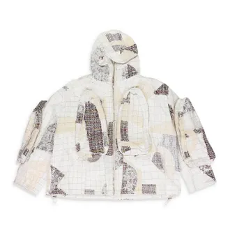 Who Decides War by Ev Bravado WHITE TWEED PATCHWORK WINDOW HOODIE