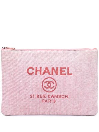 Chanel 2014 Large Raffia Deauville O Case clutch bag - Pink
