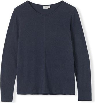 Celtic & Co. Linen Blend Long Sleeve T-Shirt in Navy at Nordstrom, Size 10
