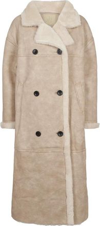 Americandreams Joa Wool Coat Long - Dames - Mantel - Beige - XL - Wol - Jassen