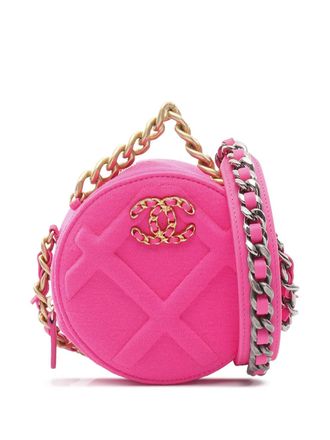Chanel 2019 Jersey 19 Round Clutch on Chain satchel - women - Cotton - One Size - Pink