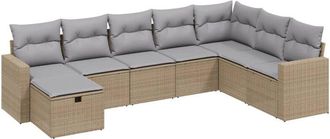 vidaXL Juego De Sof&aacute;s Jard&iacute;n Con Cojines Beige Mezcla 8 Pzas Rat&aacute;n Pe Vidaxl