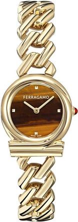 Ferragamo Gancini Twisted Bracelet Watch, 28mm in Tigers Eye at Nordstrom