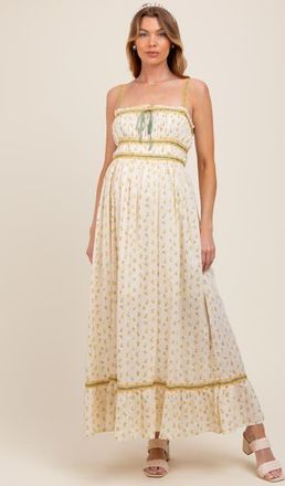 Pinkblush Floral Ribbon Detail Sleeveless Maxi Dress in Yellow at Nordstrom, Size Large