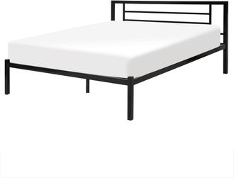 Beliani Cama De Metal Negro Estructura De L&aacute;minas Somier 160 X 200 Cm Cabecero Moderno Dormitorio Cusset