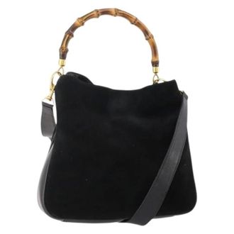Gucci Pre-owned Cross Body Bags, female, Black, Size: ONE SIZE Pre-owned Vintage Suede Shoulder Bag