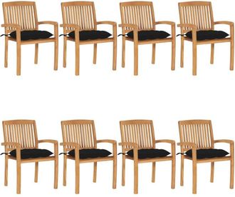 vidaXL Sillas De Jard&iacute;n Apilables 8 Uds Madera De Teca Con Cojines Vidaxl