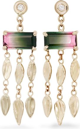 Jacquie Aiche 14K Yellow Gold Dangle Tourmaline And Diamond Earrings - Womens - 14kt Gold/Diamond/Tourmaline