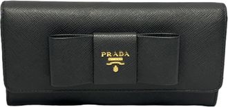 Prada Black Saffiano Long Wallet (Bi-Fold) (Pre-Owned)
